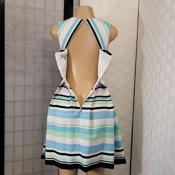 BRAND NEW DANNY AND NICOLE SPEARMINT MULTI STRIPE A-LINE DRESS - Picture 9 of 15